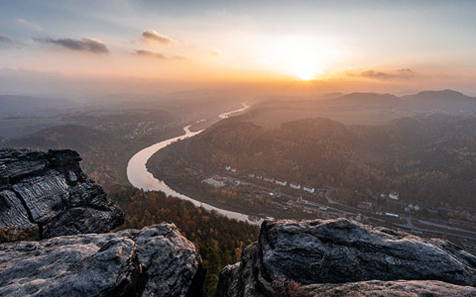 Blick vom Lilienstein auf die Elbe